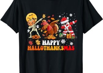 Happy HallowThanksMas Dabbing Santa Thanksgiving Christmas T-Shirt