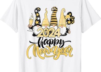 Happy New Year 2024 Gnomes Xmas Family matching party gnome T-Shirt