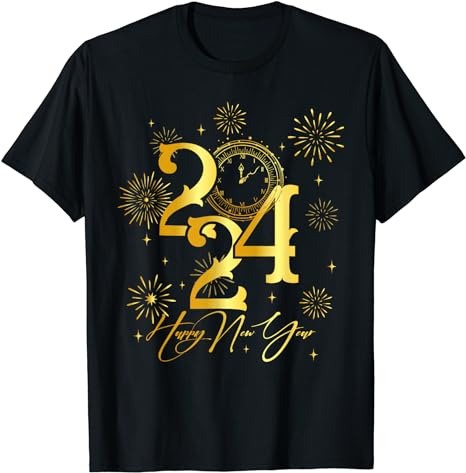 Happy New Year Fireworks 2024 New Years Eve Party Supplies T-Shirt