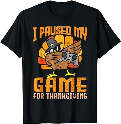 Happy thanksgiving dabbing gamer turkey kids boys girls men t-shirt