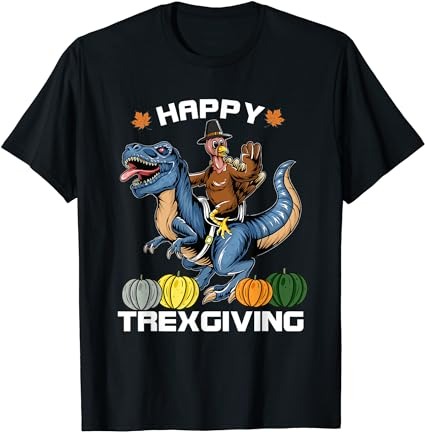 Happy thanksgiving trex thanksgiving dinosaur t-shirt