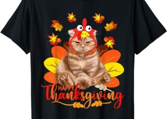 Happy Thanksgiving Tee Cat Turkey Christmas Day Tee T-Shirt