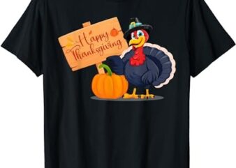Happy groovy Thanksgiving for Boys Girls Kids Pilgrim Turkey T-Shirt