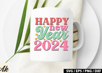 Happy new year 2024 Retro SVG