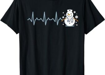 Heartbeat Nurse Snowman Nurse Christmas T-Shirt
