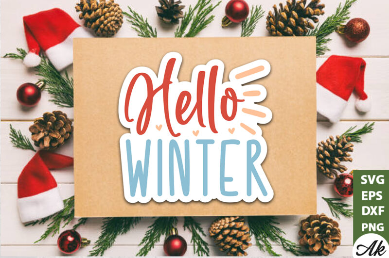 Hello winter Stickers Design