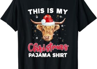 Highland Cow Christmas Pajama Santa Cow Lover T-Shirt