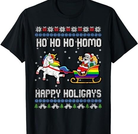 Ho ho homosexual christmas funny gay santa lgbt-q pride t-shirt