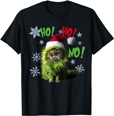 Ho ho no – funny bad cat christmas t-shirt