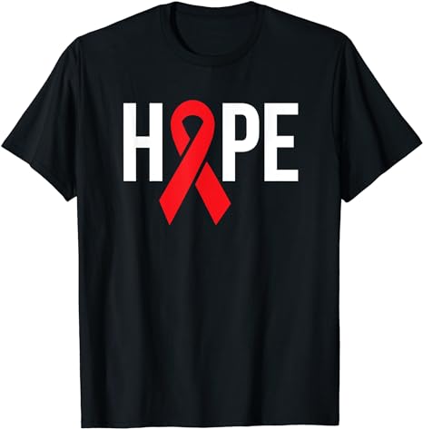 Hope Aids Hiv Red Ribbon Awareness Gift World Aids Day T-Shirt
