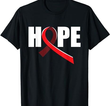 Hope aids support hiv awareness red ribbon t-shirt