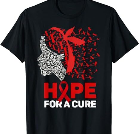 Hope for a cure red ribbon national hiv awareness month t-shirt
