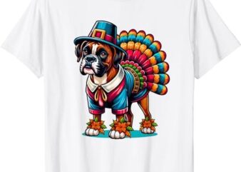 Humor Thanksgiving Turkey Boxer Dog T-Shirt PNG File