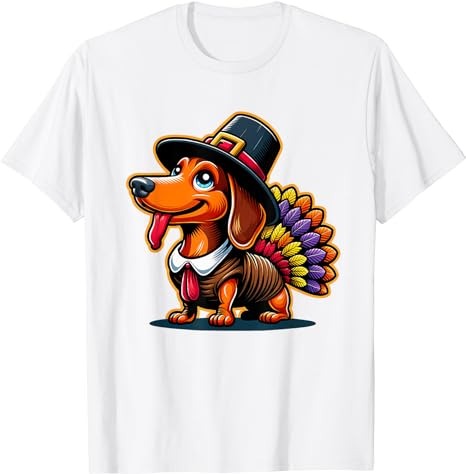 Humor Thanksgiving Turkey Weiner Dachshund Dog T-Shirt