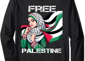 I Love Free Palestine Flag Save Gaza Strip Palestinian Long Sleeve T-Shirt