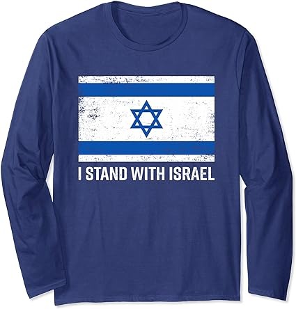 I stand with israel israeli flag jewish star of david long sleeve t-shirt