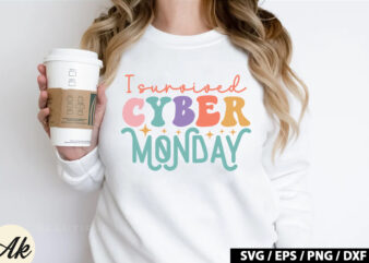 I survived cyber monday Retro SVG t shirt design for sale