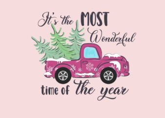 It’s The Most Wonderful Time Of The Year Svg, Pink Winter Svg, Pink Santa Svg, Pink Santa Claus Svg, Christmas Svg