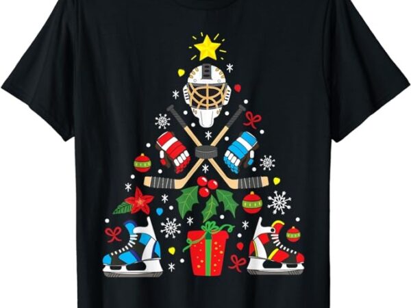 Ice hockey christmas ornament tree funny xmas gift boys t-shirt