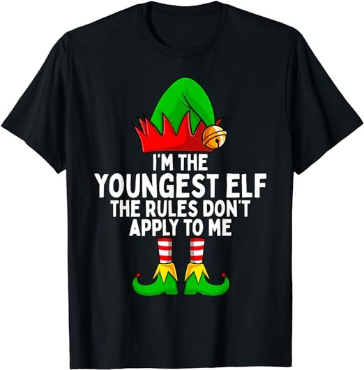 I’m The Youngest Elf Matching Family Christmas T-Shirt