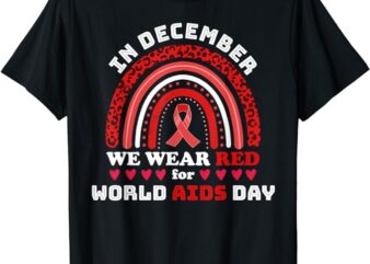 In December We Wear Red for World Aids Day Leopard Rainbow T-Shirt