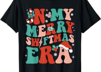 In My Merry Swiftmas Era Christmas Xmas Groovy Retro Pajamas T-Shirt