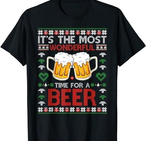 It’s the most wonderful time for a beer santa hat christmas t-shirt