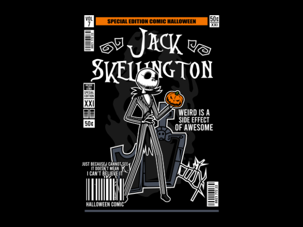 Jack skellington comic vintage vector clipart