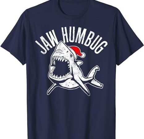 Jaw humbug christmas shark santa hat graphic t-shirt