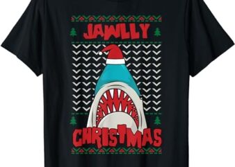 Jawlly X-mas Funny Shark Jaw Santa Ugly Christmas Jolly Pun T-Shirt