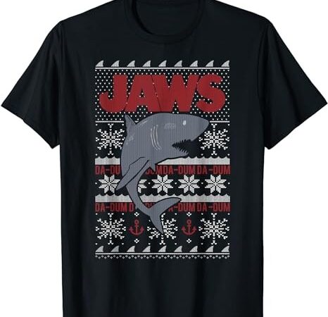 Jaws dun dun shark ugly christmas sweater graphic t-shirt t-shirt