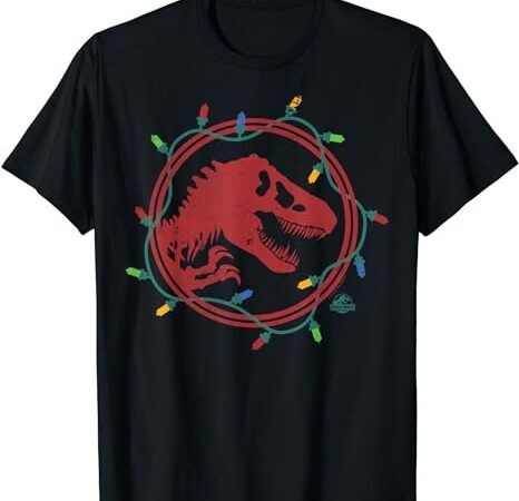 Jurassic world t-rex christmas lights t-shirt