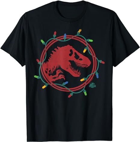 Jurassic World T-Rex Christmas Lights T-Shirt