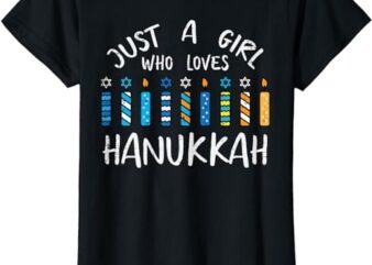 Just A Girl Love Hanukkah Chanukah Jewish Women Kids Toddler T-Shirt