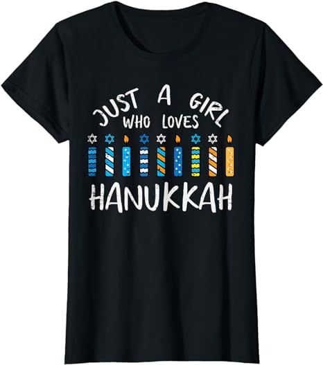 Just A Girl Love Hanukkah Chanukah Jewish Women Kids Toddler T-Shirt