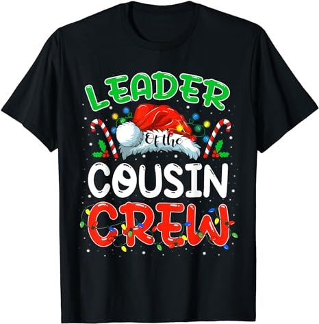 Leader of the Cousin Crew Christmas Family Matching Xmas T-Shirt