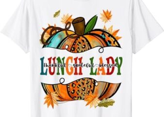 Leopard Pumpkin Fall Autumn Thanksgiving Lunch Lady Women T-Shirt