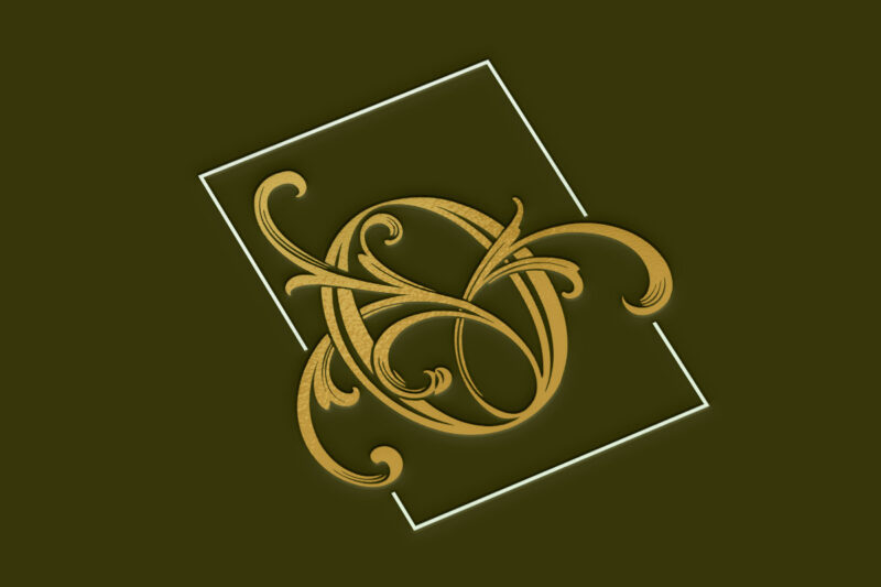 Vintage flourish lettering O monogram logo