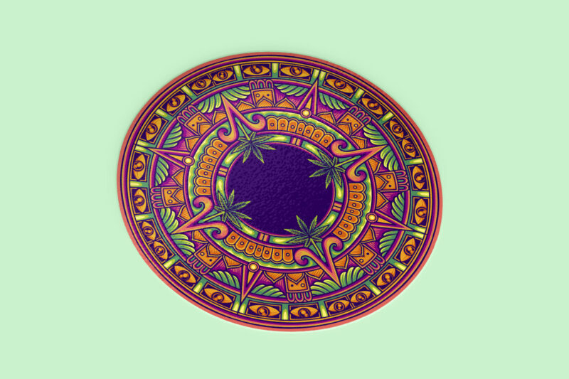 Cannabis leaf circular mandala style