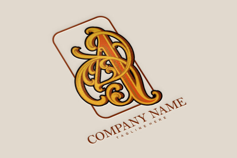 Number four vintage style monogram logo