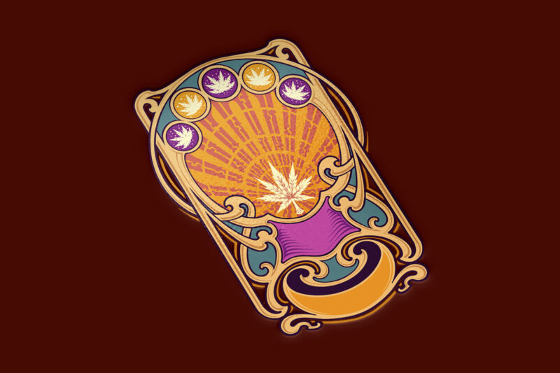 Leaf luxury Art Nouveau cannabis emblem