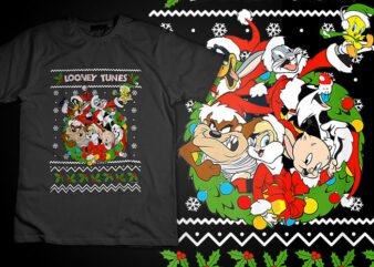 Looney Tunes Looney Christmas Ugly Christmas T-Shirt Design Xmas Santa
