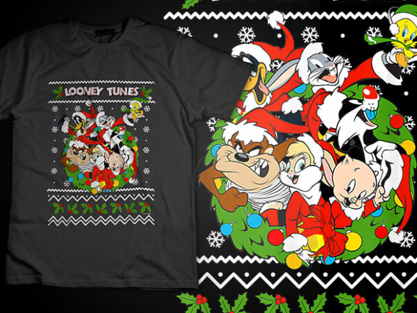 Looney tunes looney christmas ugly christmas t-shirt design xmas santa
