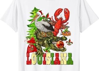 Louisiana Cajun Christmas Crawfish Pelican Alligator Xmas T-Shirt PNG File