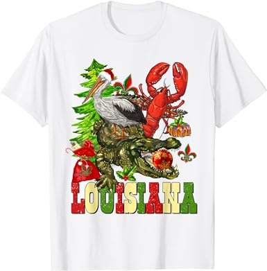Louisiana cajun christmas crawfish pelican alligator xmas t-shirt png file