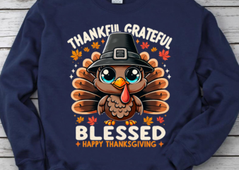 Thankful Grateful Blessed PNG, Thanksgiving PNG, Fall PNG, Thankful PNG, Thanksgiving, Grateful PNG File