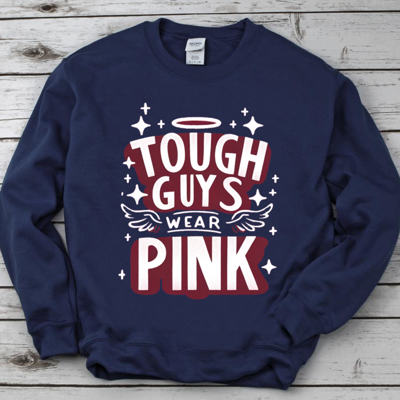 Tough Guys Wear Pink Shirt, In October We Wear Pink Shirt, Breast Cancer Month, Cancer Fighter Gift PNG File