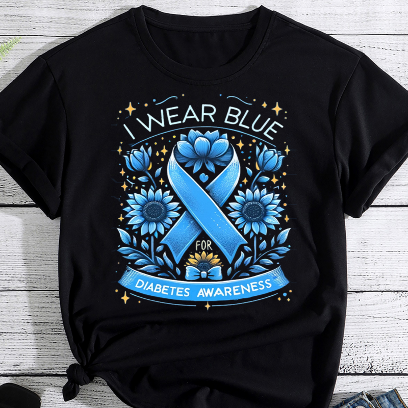I Wear Blue For Diabetes Awareness, Diabetes Awareness Png, World Diabetes Day Png, Blue Ribbon Png, Diabetes Gift, Diabetes Warrior