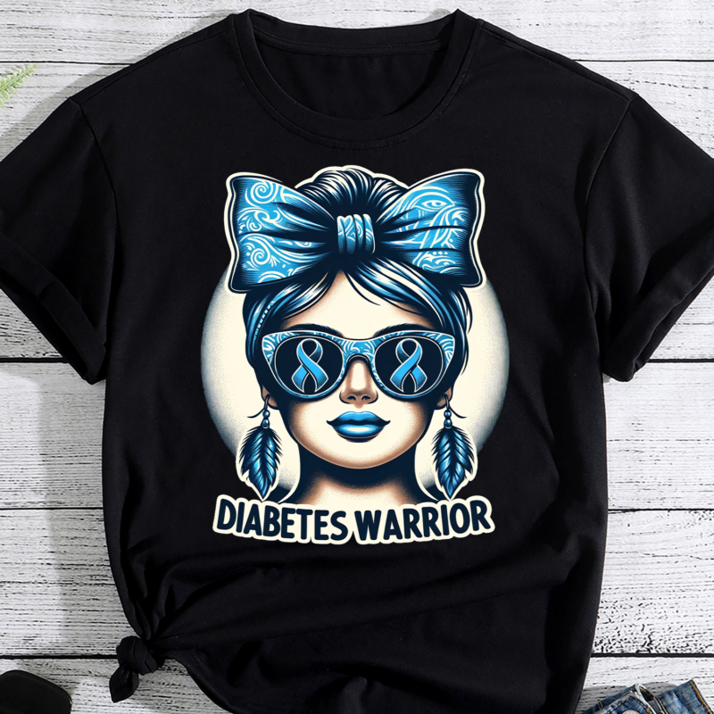 Girl, messy bun Diabetes Warrior, Diabetes Awareness Png, World Diabetes Day Png, Blue Ribbon Png, Diabetes Gift, Diabetes Warrior