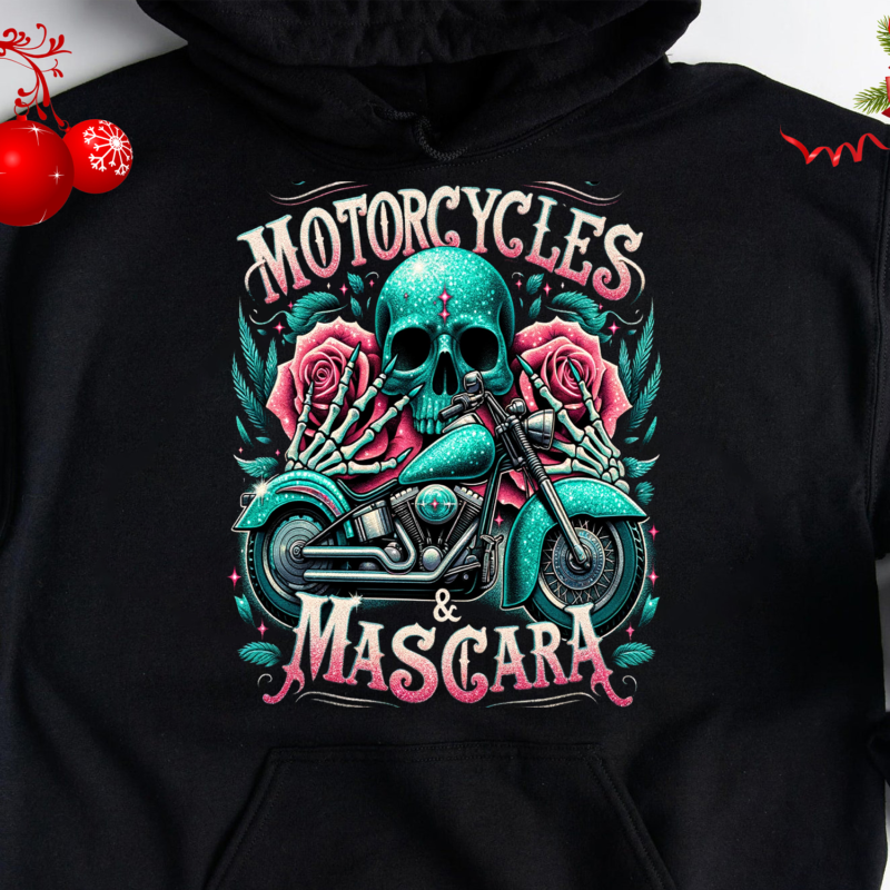 Motorcycles And Mascara Roses, Skull Motorcycles, Funny Biker Shirt, Motorcycle Gift, Motorcycle PNG File